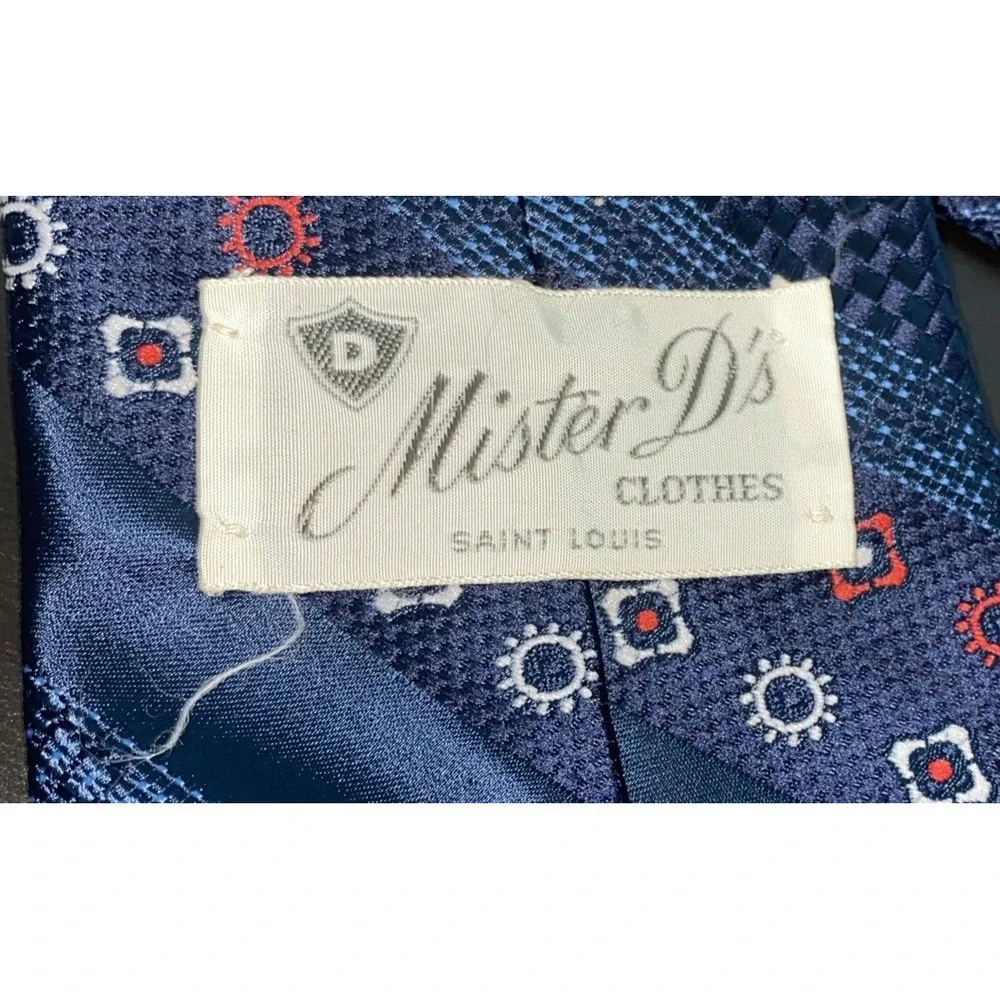 Vintage 50s 60s Blue‎ Atomic Age Geometric Diagonal Stripe Tie Mr. D's St. Louis